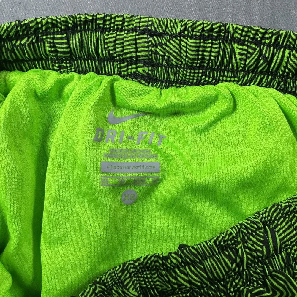 Nike Womens Dri-FIT Tempo Running Shorts Neon Green Black Geometric XS